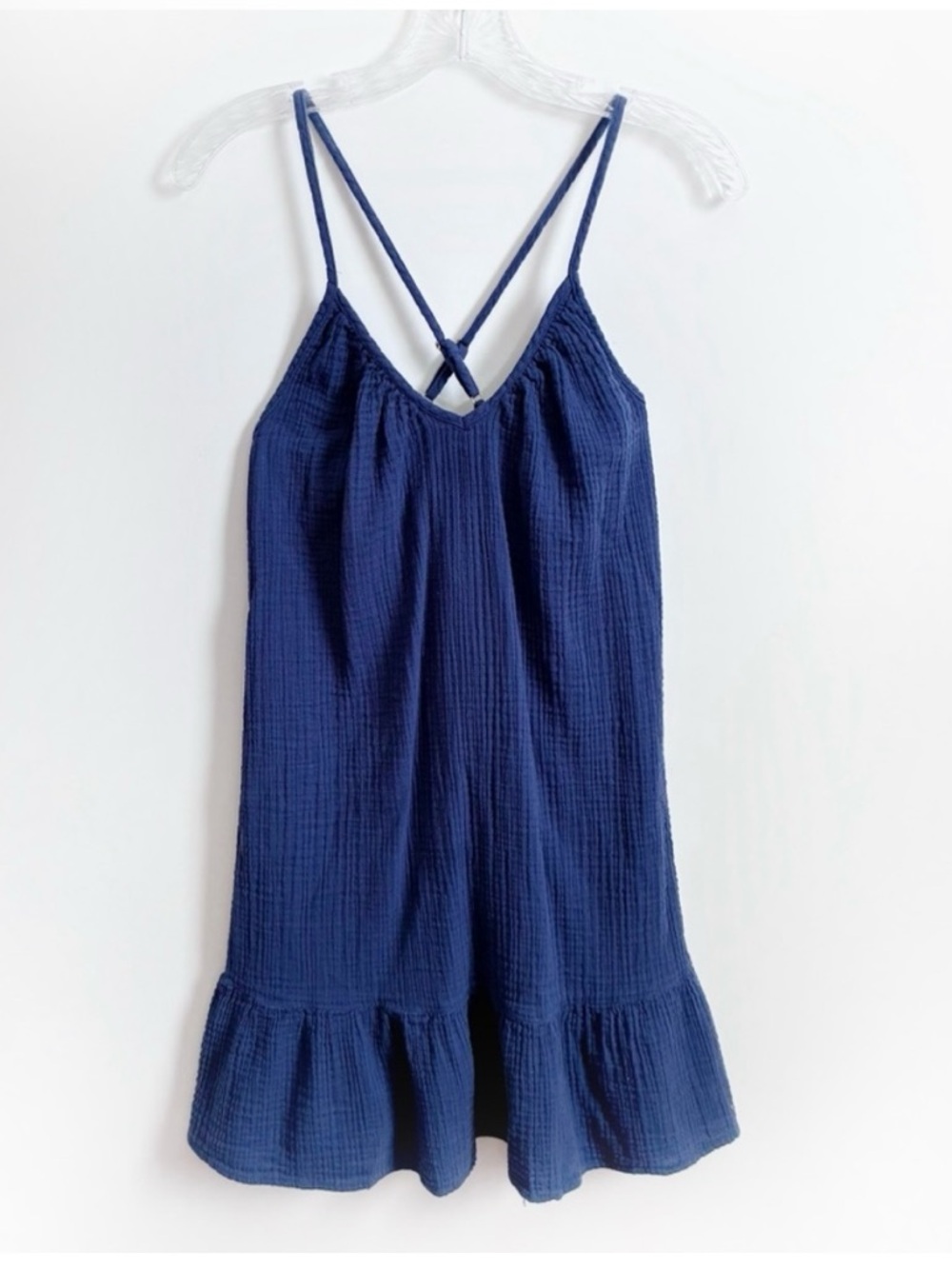 Vineyard Vines Navy Blue Crinkle 100% Cotton Navy dress
